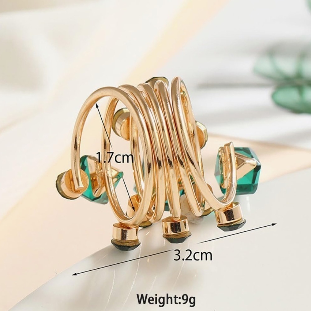Emerald Luxe Green Crystal Coil Ring - Picture 3 of 6
